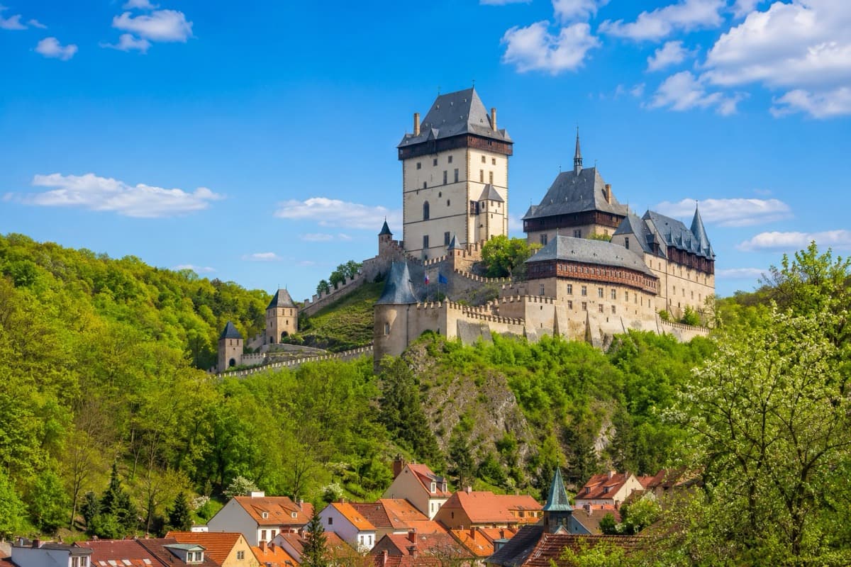 Karlštejn Castle above the Berounka valley