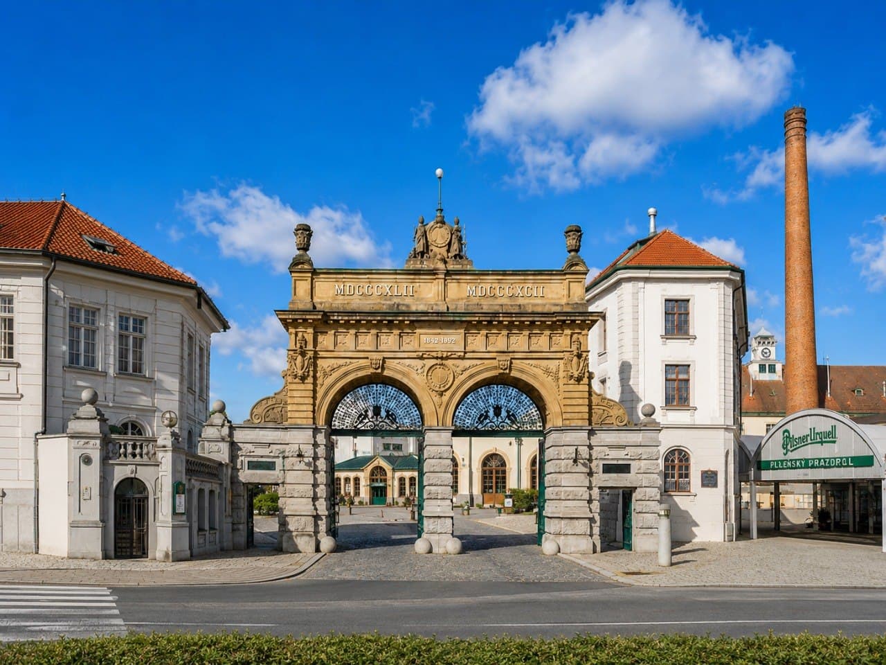 Pilsner Urquell brewery gate in Pilsen