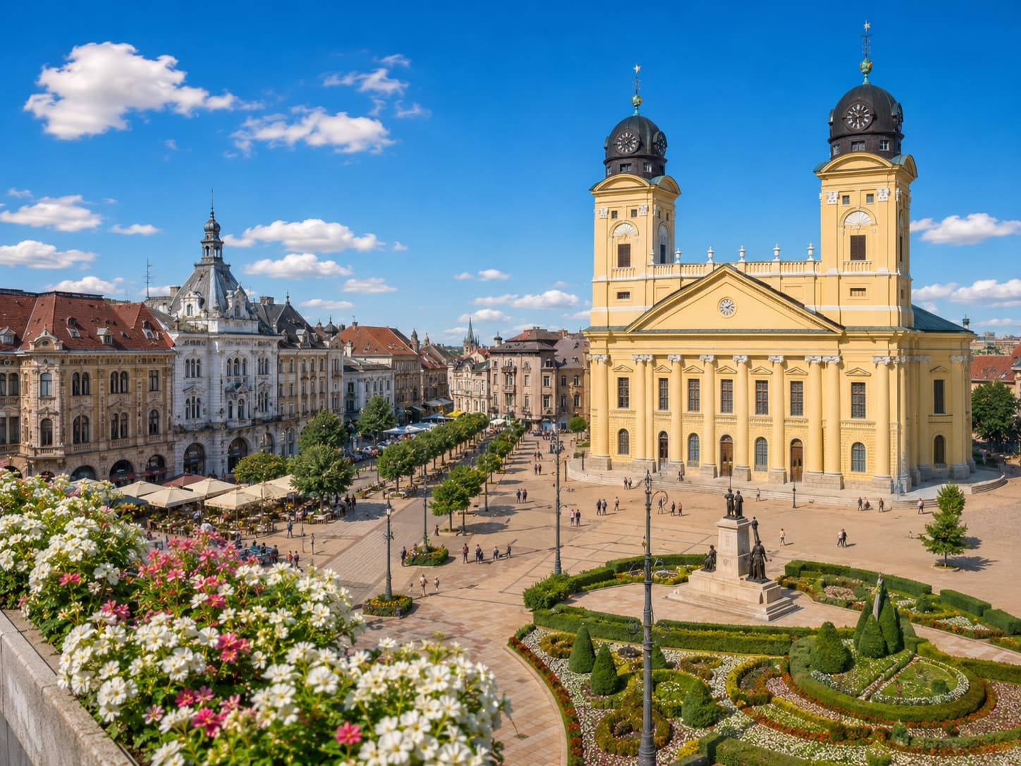 Debrecen Great Reformed Church and Kossuth Square
