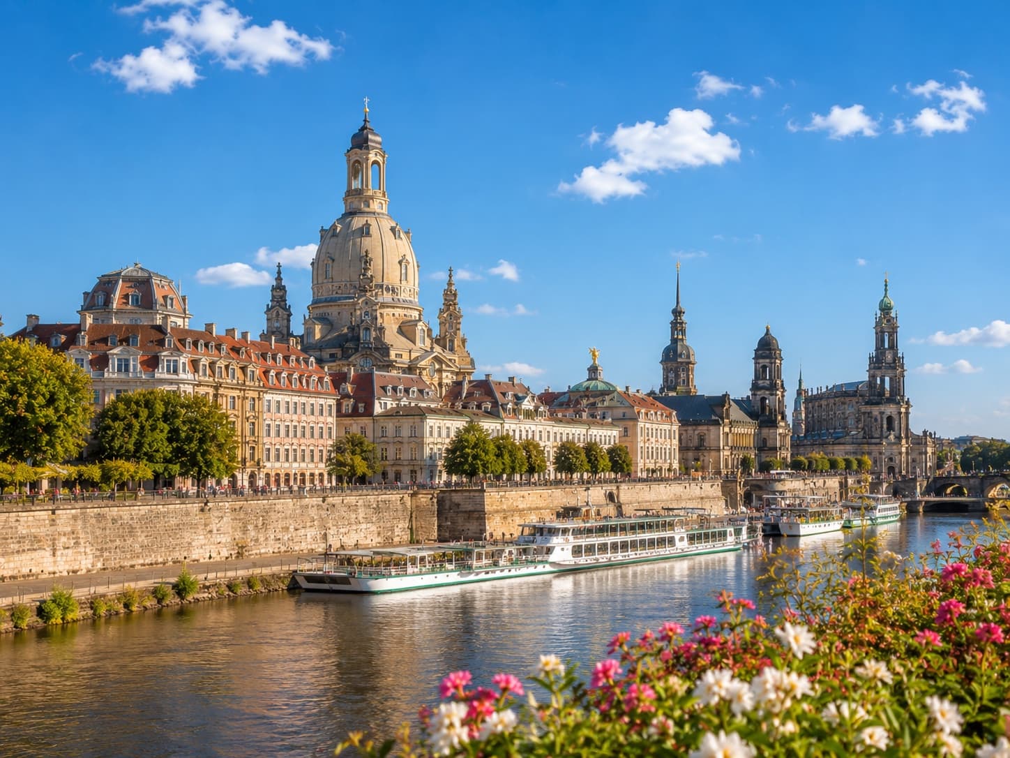 Dresden old town skyline above the Elbe river