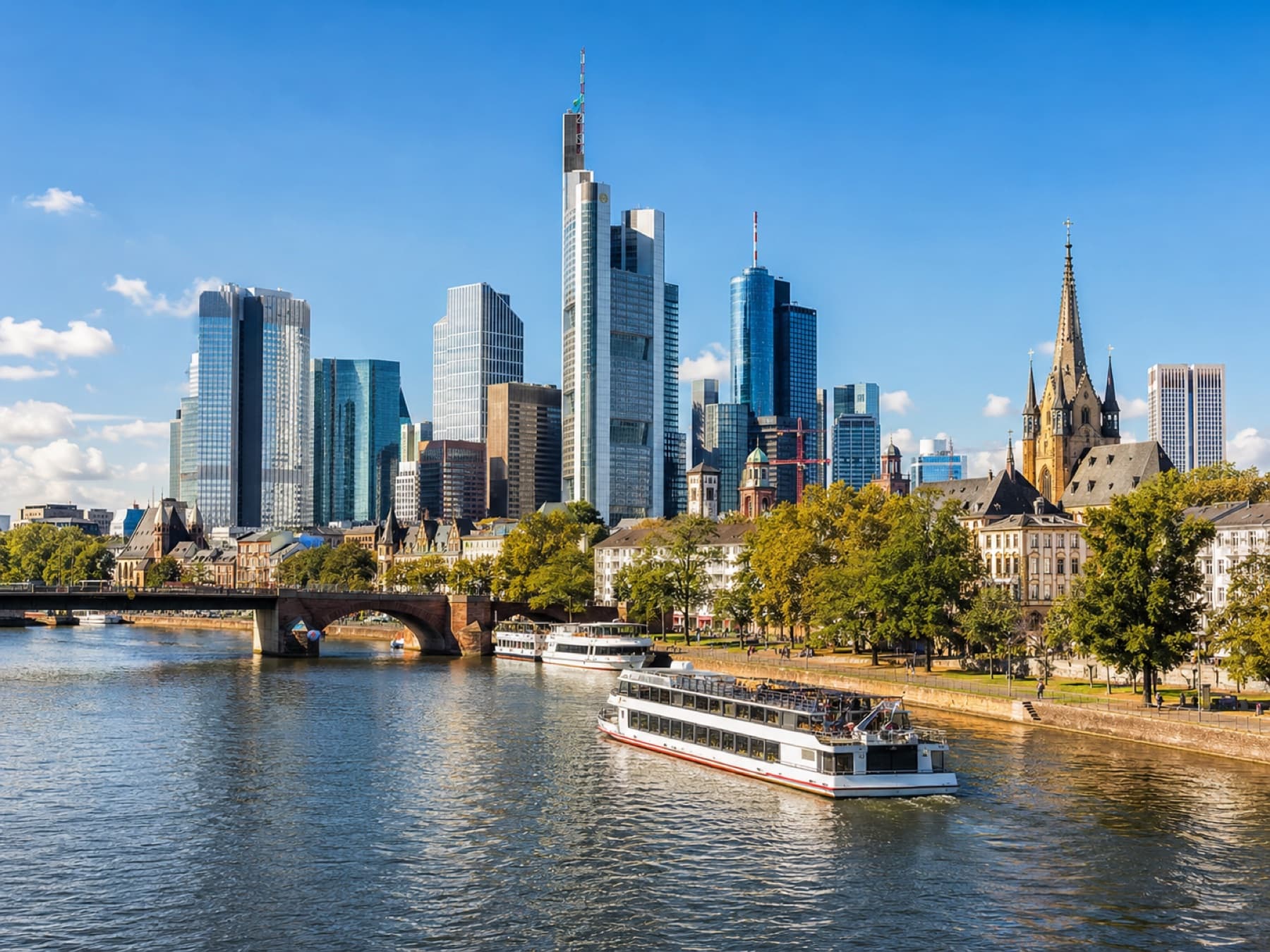 Frankfurt am Main skyline and riverfront