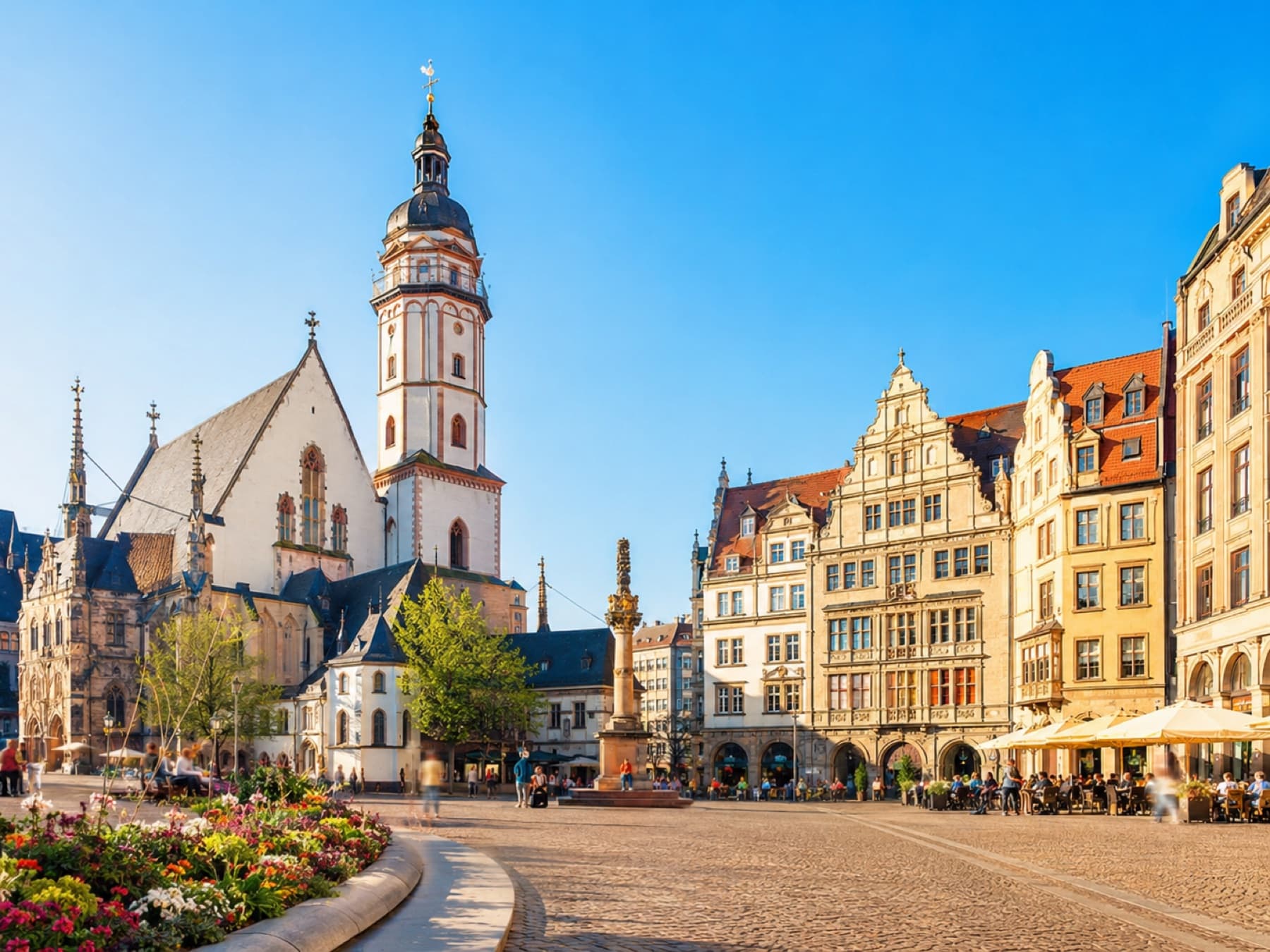 Leipzig market square and old town