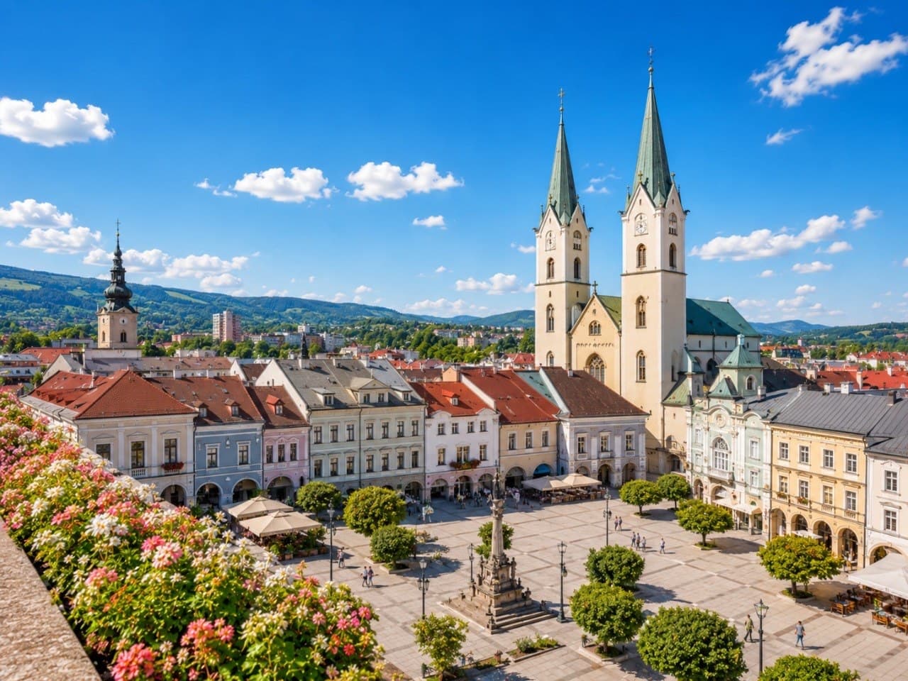 Žilina Mariánske námestie and cathedral