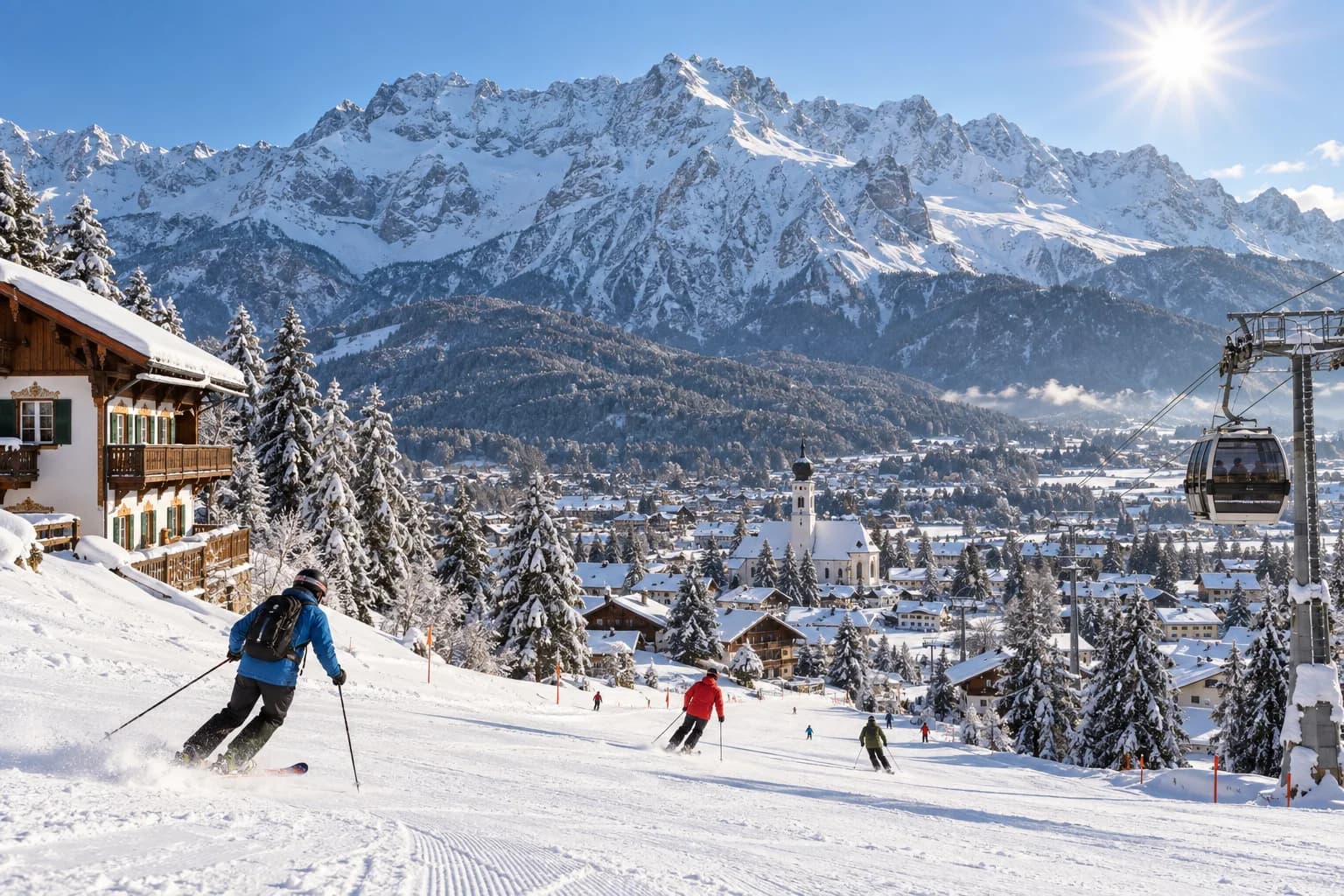 Garmisch-Partenkirchen ski resort in winter