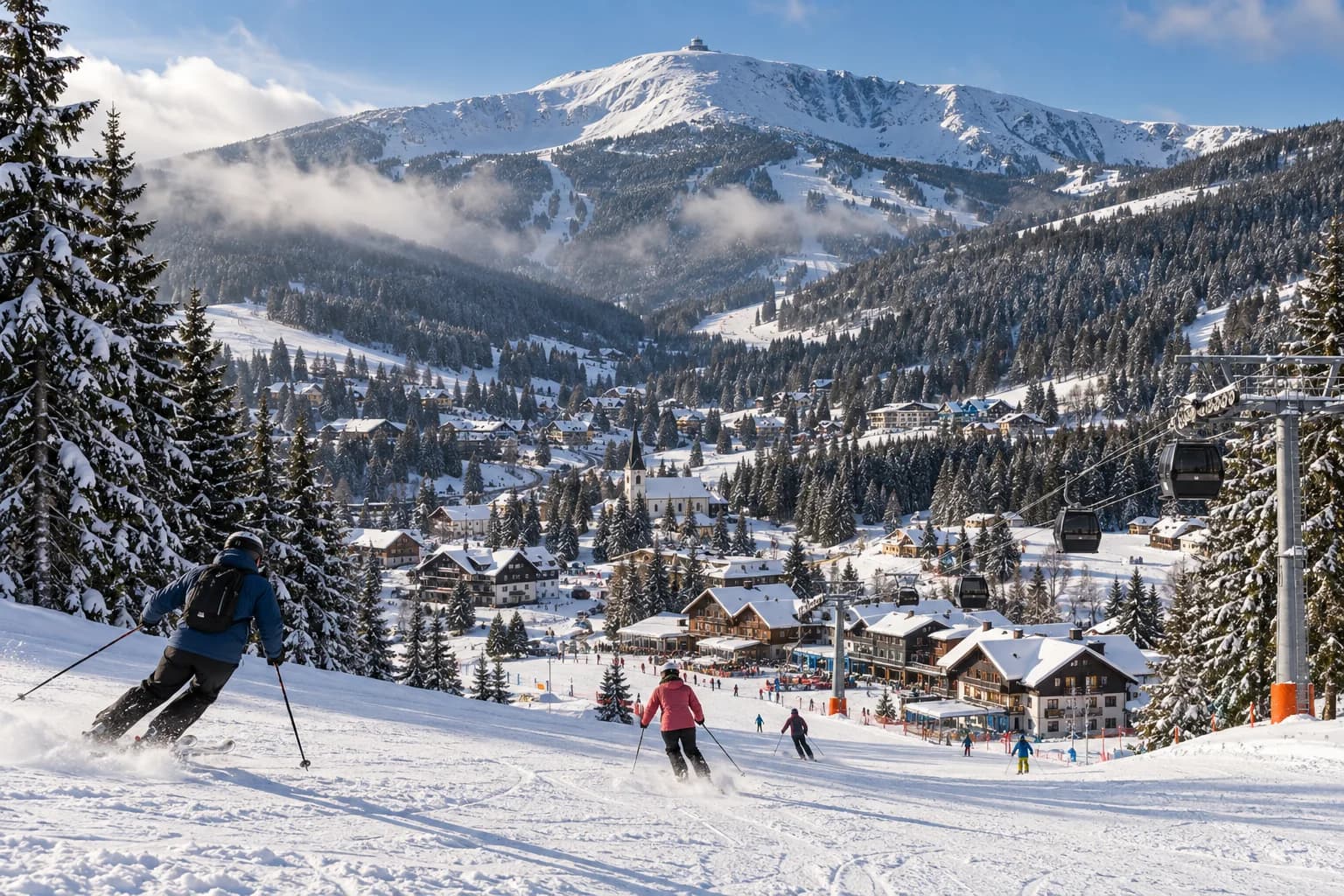 Pec pod Sněžkou ski resort in winter